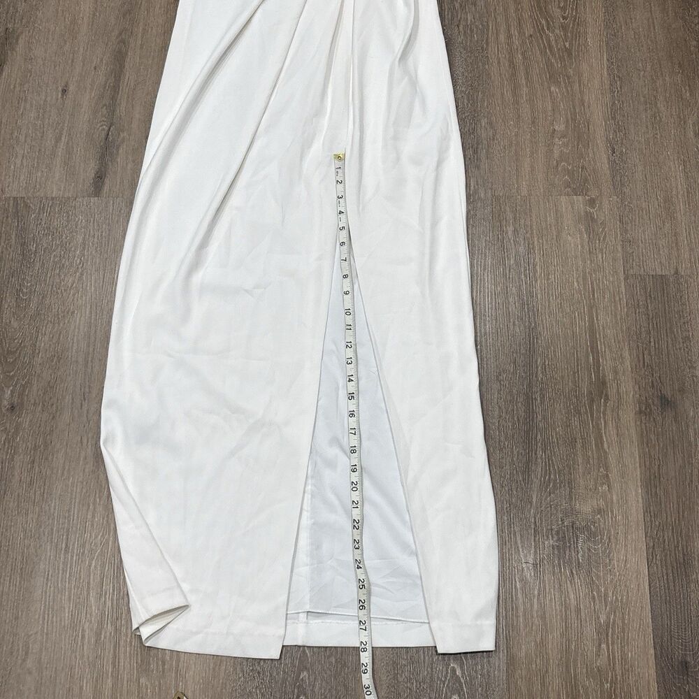 ML Monique Lhuillier White Maxi Dress 4 Formal Evening Bridal Front Slit NEW - Picture 8 of 16